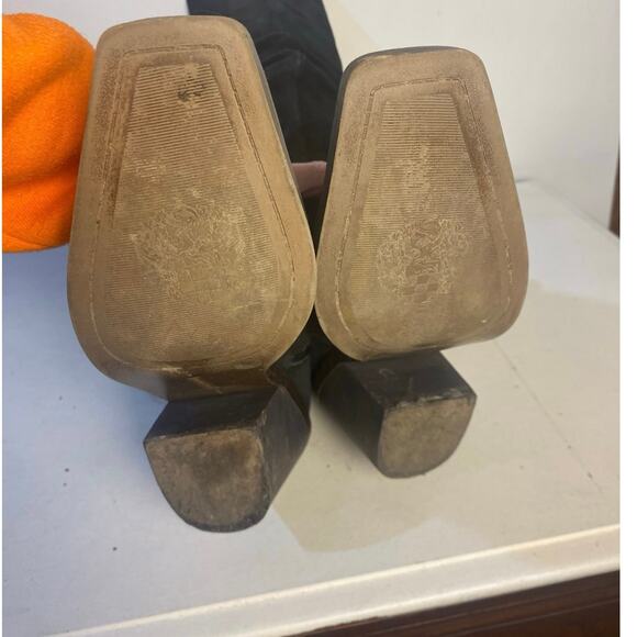 Vince Camuto Black Suede Slouch Knee High Side Zip Square Toe Heel Women 7 Boot - Picture 7 of 8